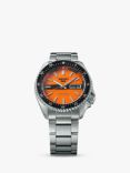Seiko SRPK11K1 Men's New Double Hurricane 5 Sports Retro Colour Collection Bracelet Strap Watch, Orange/Silver