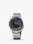 Seiko SRPK13K1 Men's Special Edition New Regatta Timer 5 Sports Retro Colour Collection Bracelet Strap Watch, Black/Silver