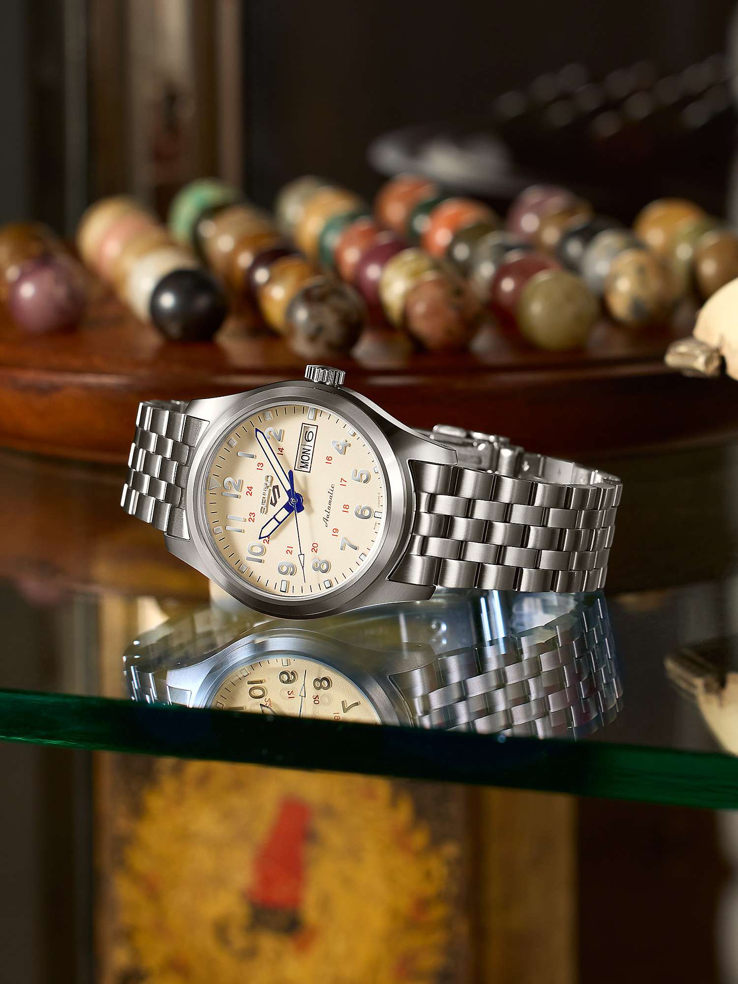 Buy Seiko SRPK41K1 Men's 5 Sports Laurel Limited Edition 110th Anniversary Bracelet Strap Watch, Cream/Silver Online at johnlewis.com
