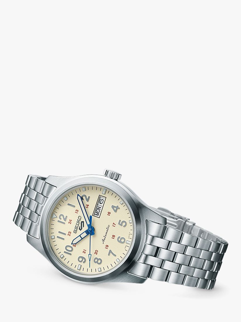 Seiko SRPK41K1 Men's 5 Sports Laurel Limited Edition 110th Anniversary Bracelet Strap Watch, Cream/Silver