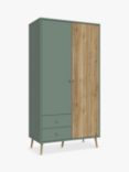 EasyKlix Harllson 2 Door Wardrobe with 2 Drawers, Green/Oak