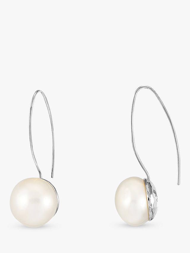 Dower & Hall Timeless Freshwater Pearl Drop Earrings, Silver