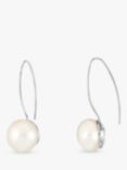 Dower & Hall Timeless Freshwater Pearl Drop Earrings, Silver