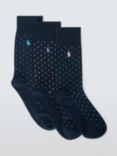Ralph Lauren Dot Crew Socks, Pack of 3, Blue