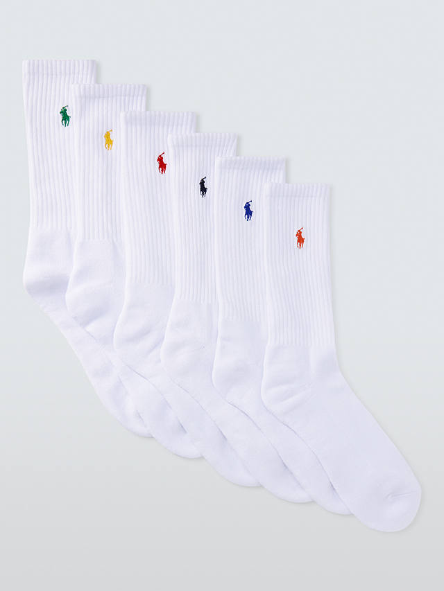 Ralph Lauren Crew Socks, Pack of 6, White