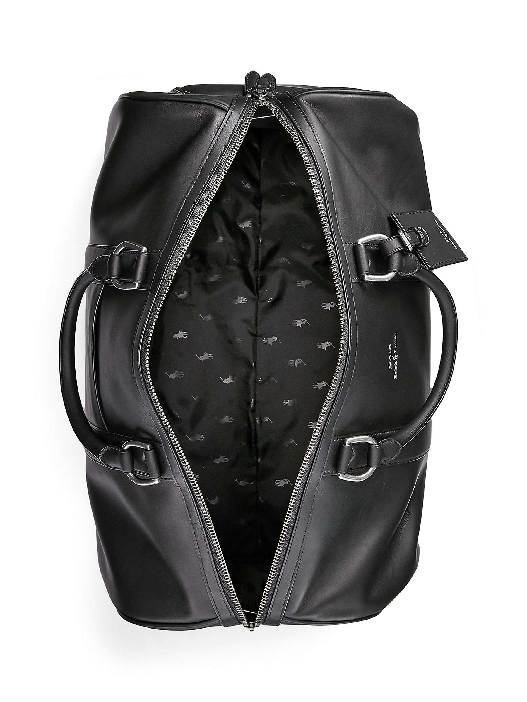 Buy Ralph Lauren Smooth Leather Duffle Bag, Black Online at johnlewis.com