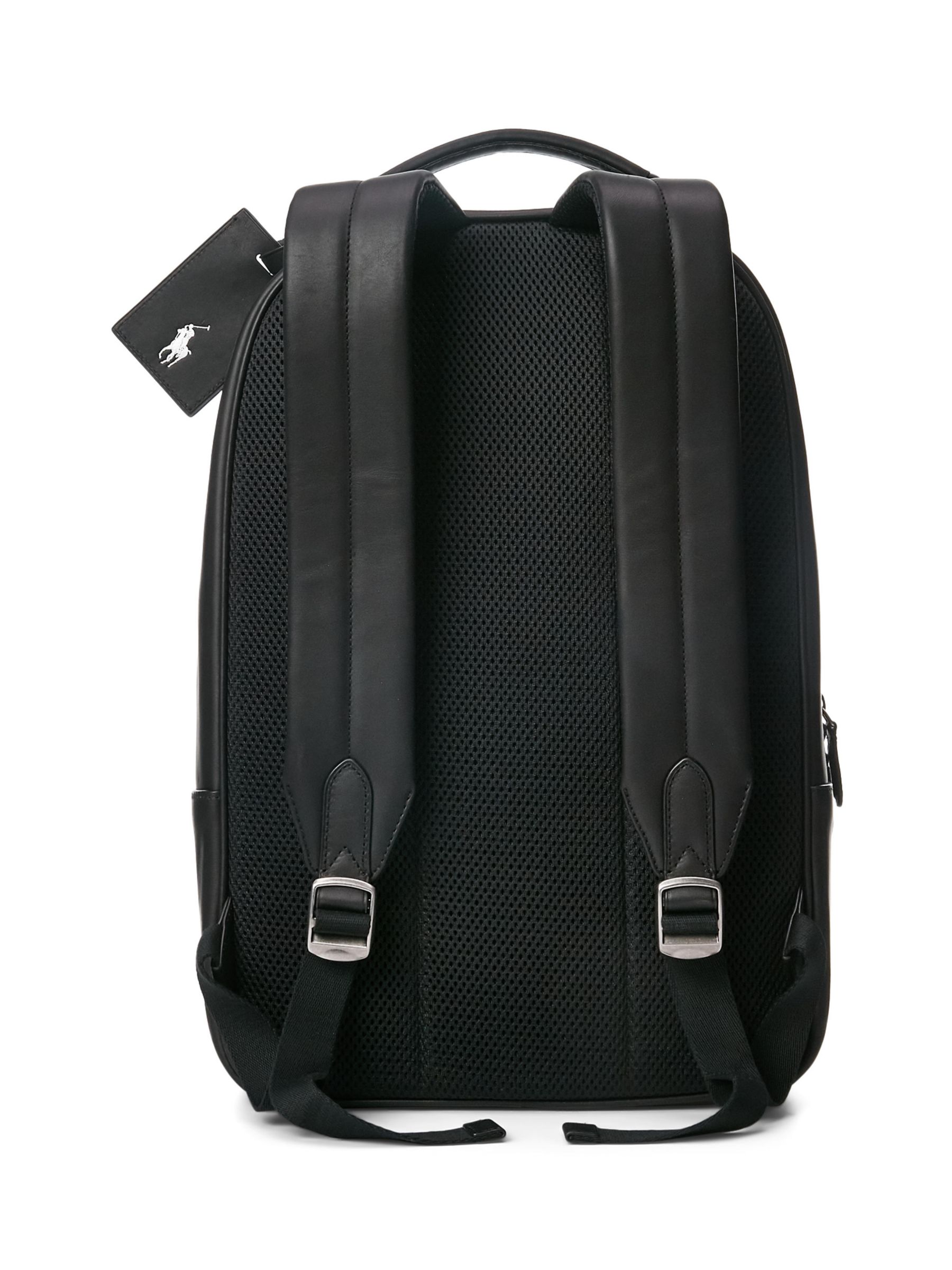 Ralph Lauren Smooth Leather Backpack, Black at John Lewis & Partners