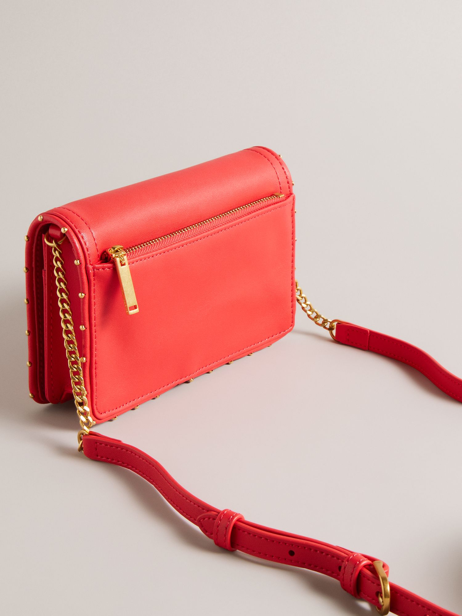 Ted Baker Kahnisa Studded Leather Crossbody Wallet, Coral