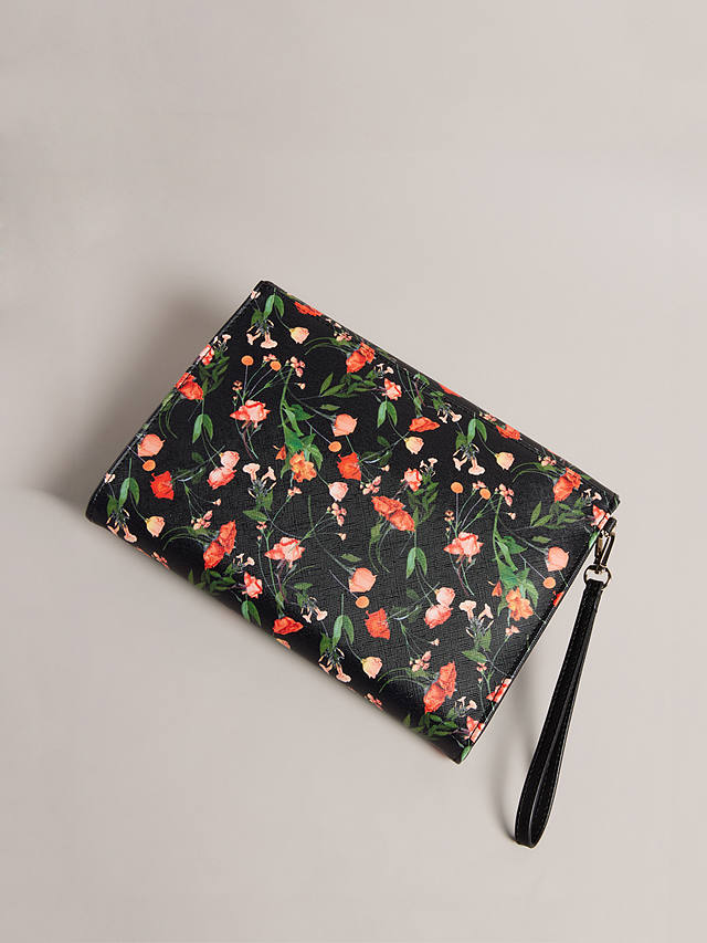 Ted Baker Paiticn Floral Printed Envelope Pouch, Black/Multi