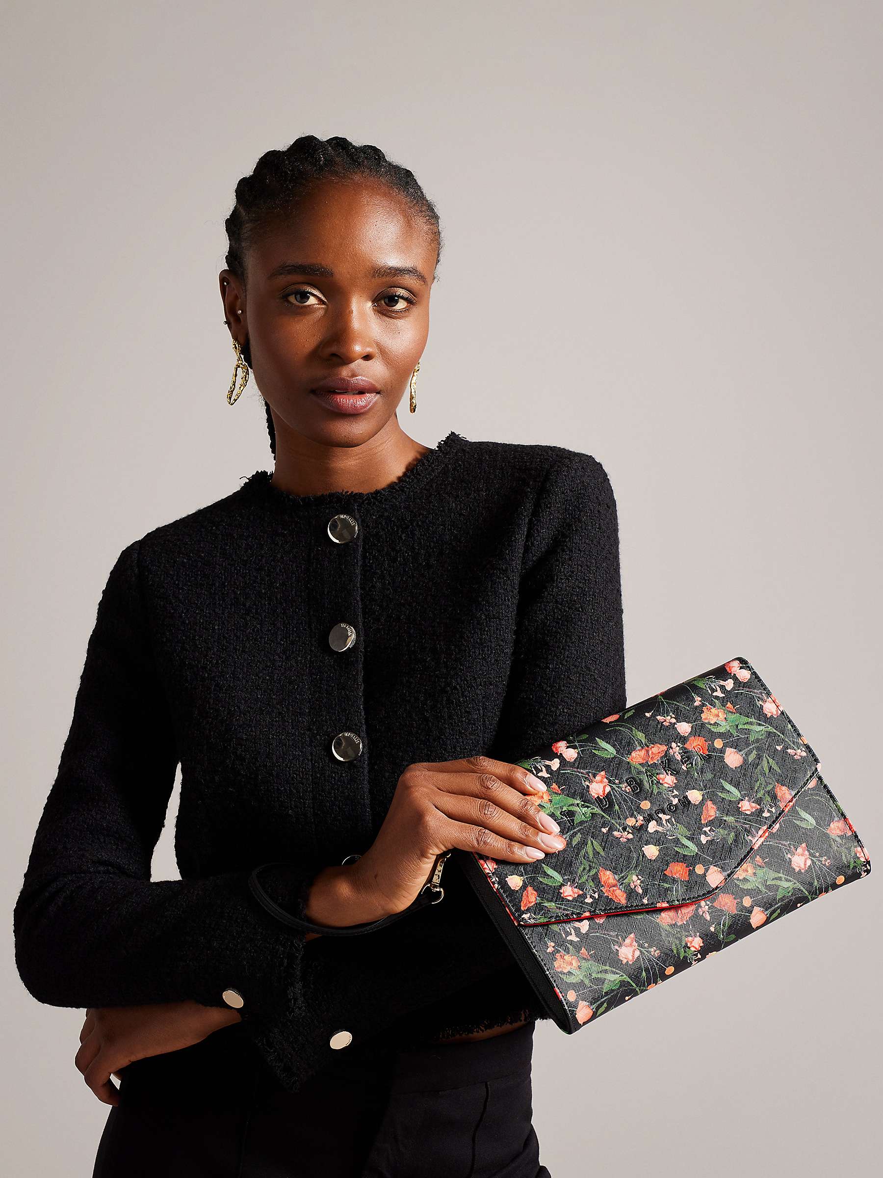 Buy Ted Baker Paiticn Floral Printed Envelope Pouch, Black/Multi Online at johnlewis.com