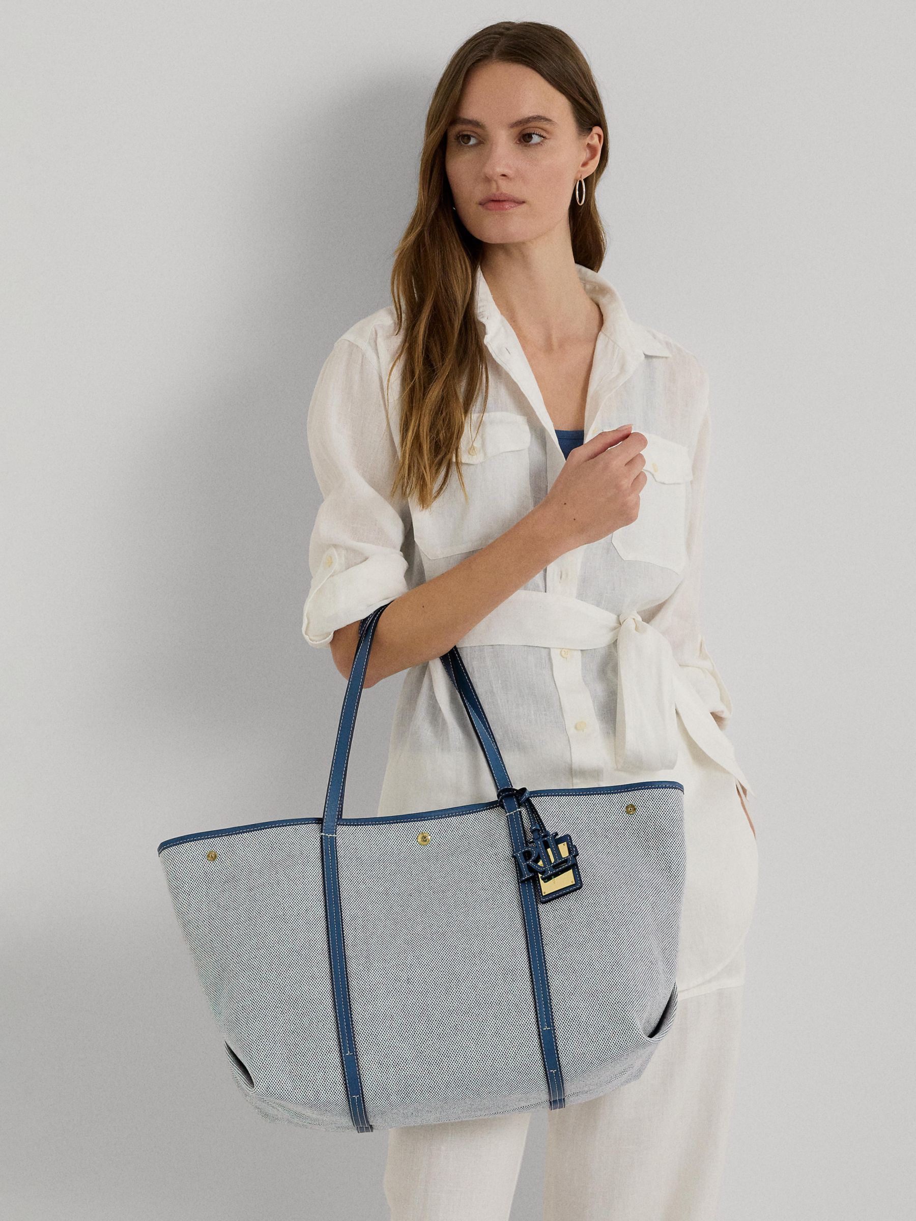 Lauren Ralph Lauren Emerie Tote Bag, Natural/Indigo Dusk