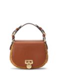 Lauren Ralph Lauren Tanner Straw Leather Cross Body Bag, Walnut/Lauren Tan