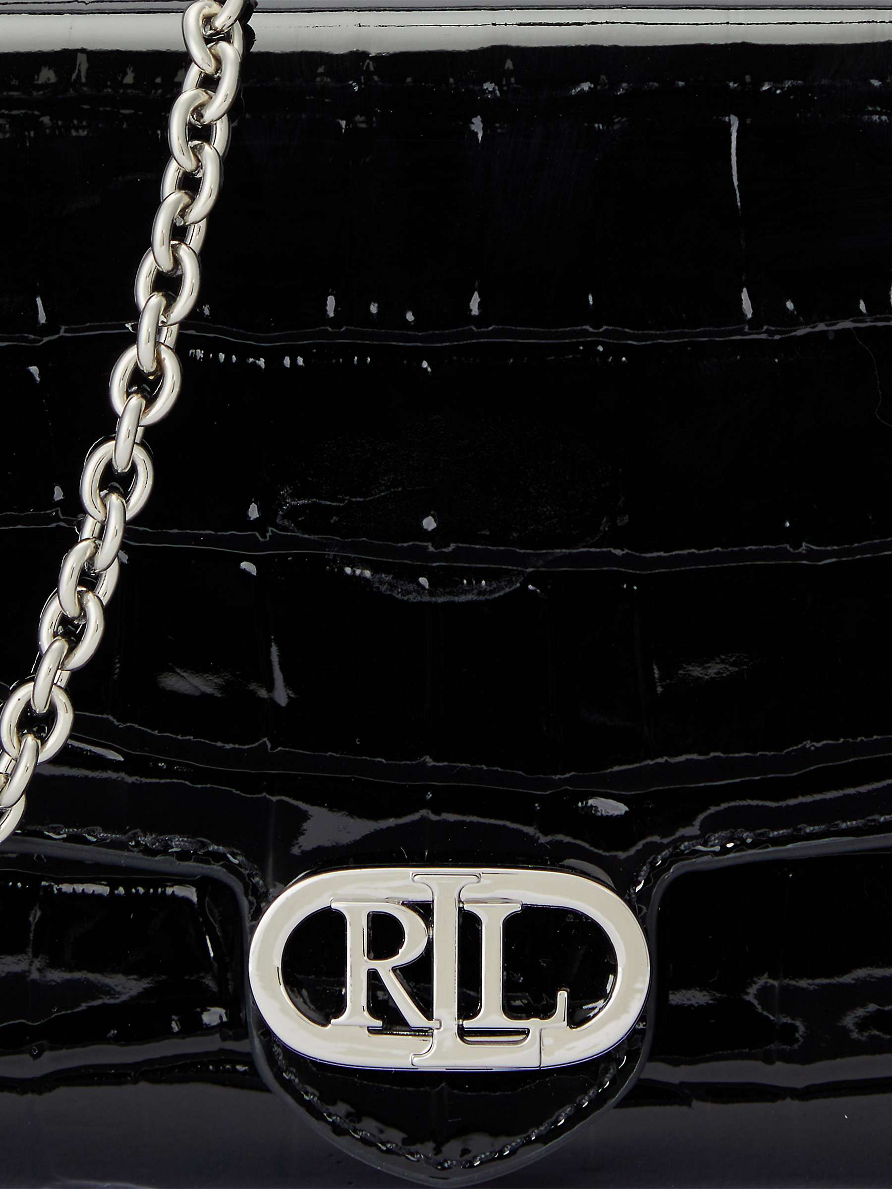 Buy Lauren Ralph Lauren Adair Leather Croc Cross Body Bag, Black Online at johnlewis.com