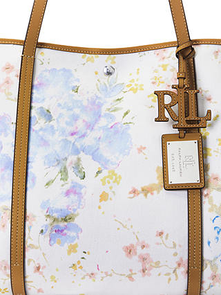 Lauren Ralph Lauren Emerie Jardin Leather Tote Bag, Jardins Cream/Buff