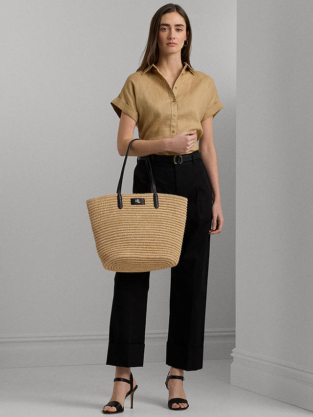 Lauren Ralph Lauren Brie Large Tote Bag, Natural/Black