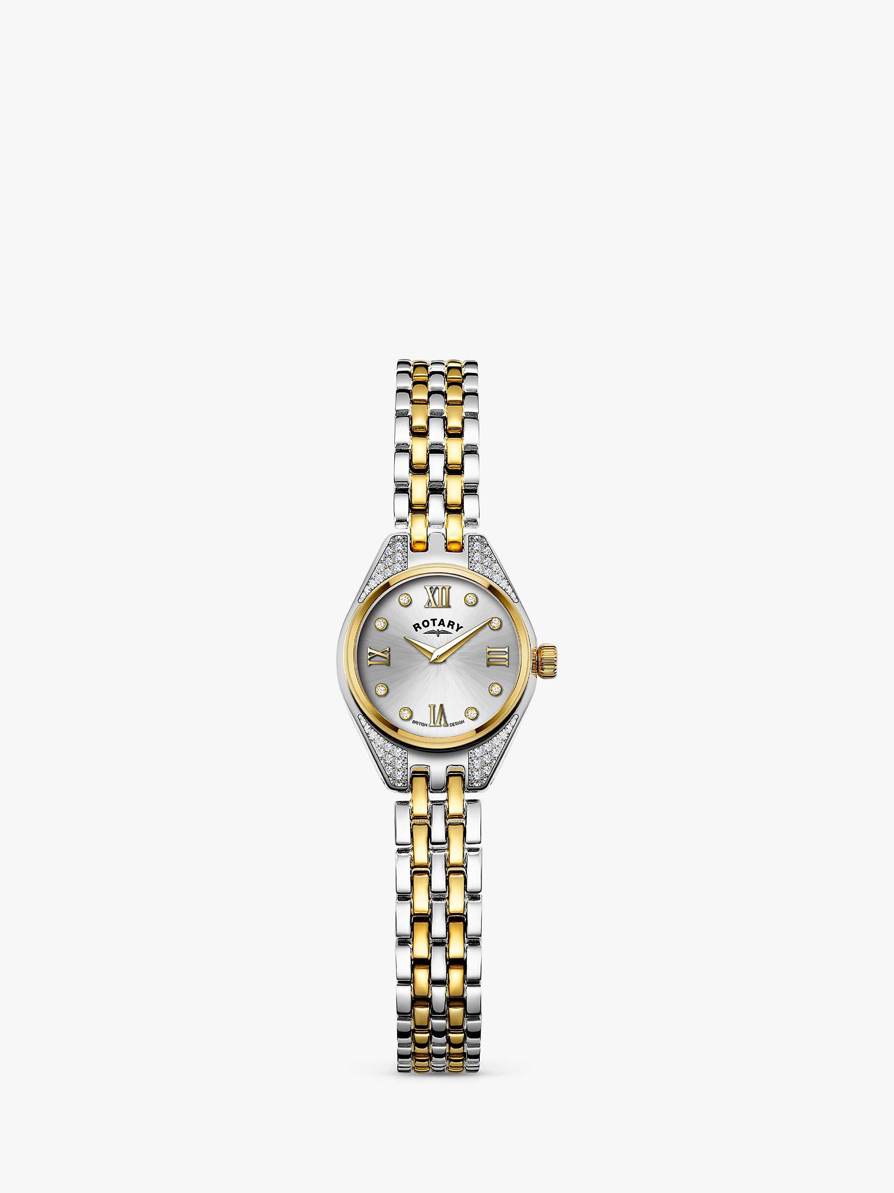 Buy Rotary LB05141/21/D Women's Diamond Bracelet Strap Watch, Silver/Gold Online at johnlewis.com