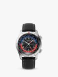 Alpina AL-255BRB4S26 Men's Startimer Pilot Quartz Worldtimer Analogue Leather Strap Watch, Black
