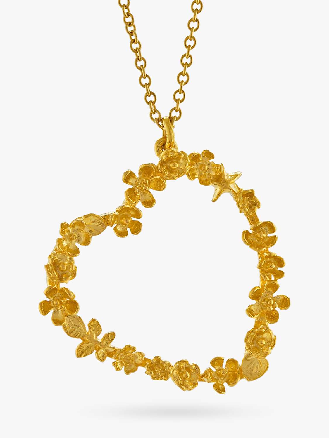 Buy Alex Monroe Floral Heart Pendant Necklace, Gold Online at johnlewis.com