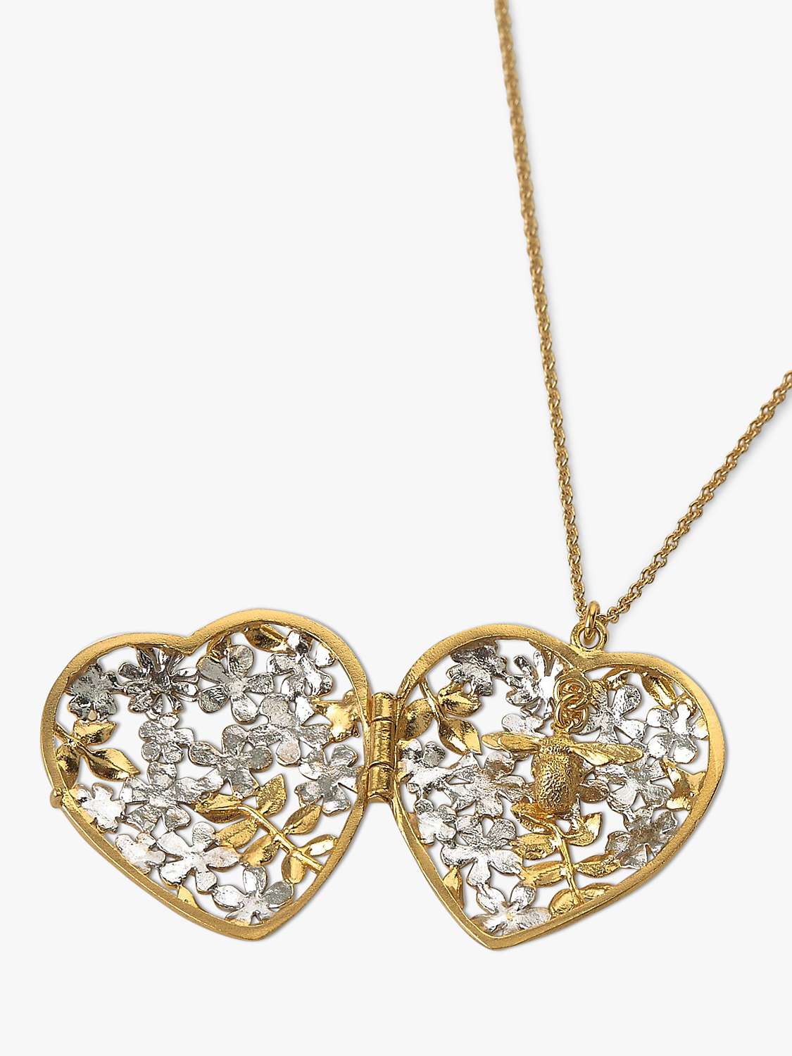 Buy Alex Monroe Posy Bumblebee Nest Locket Necklace, Yellow Gold/Silver Online at johnlewis.com