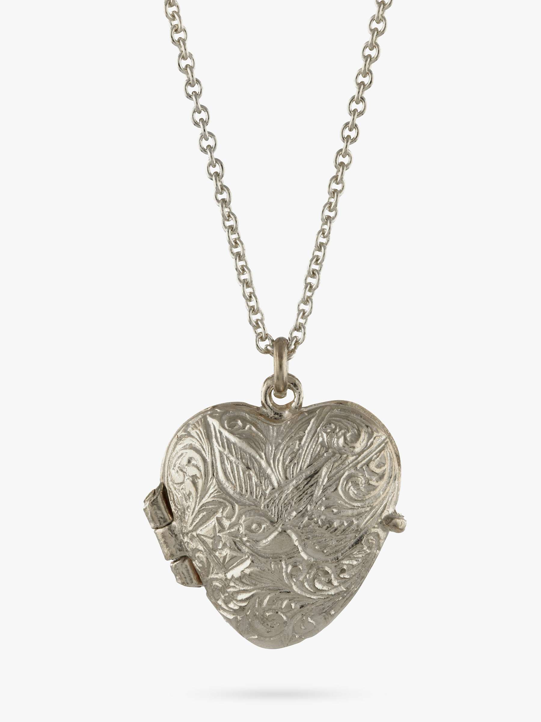 Buy Alex Monroe Victoriana Heart Locket Necklace, Silver Online at johnlewis.com