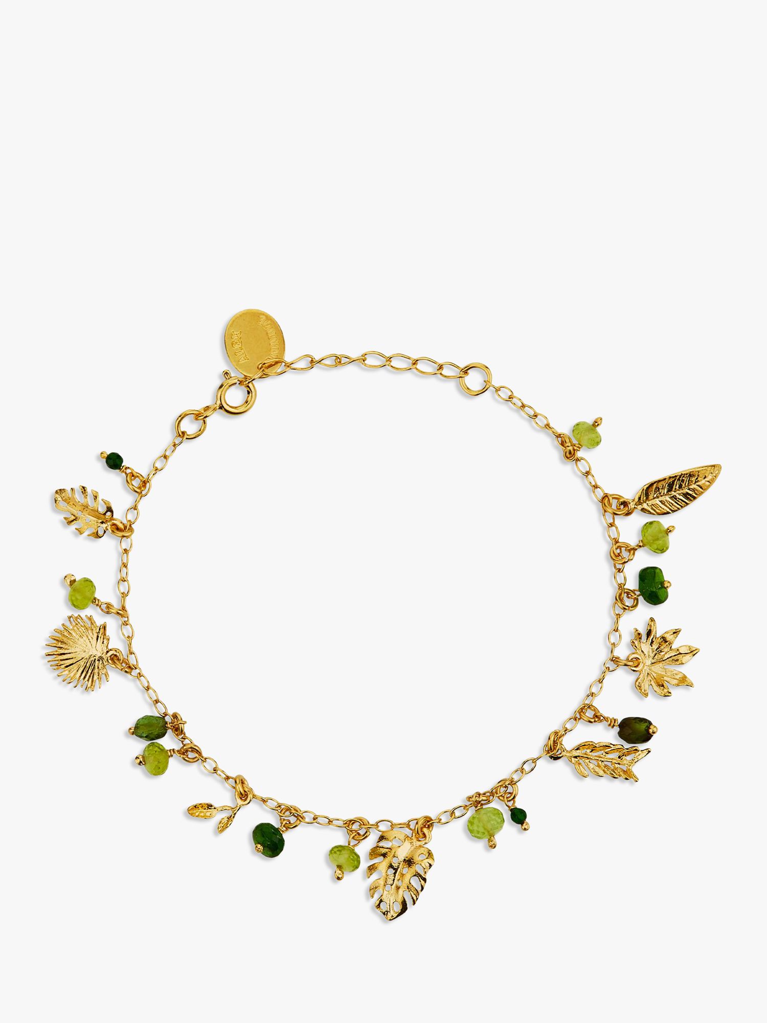 Buy Alex Monroe Tropical Leaf Charm Bracelet, Yellow Gold Online at johnlewis.com