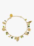 Alex Monroe Tropical Leaf Charm Bracelet, Yellow Gold