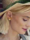 Alex Monroe Buttercup Flower Yellow Citrine Stud Earrings, Gold