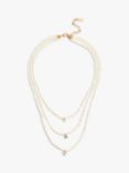 Coach Freshwater Pearl & Cyrstal Triple Layered Necklace, Pearl