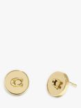 Coach Sculpted C Round Stud Earrings, Shiny Gold