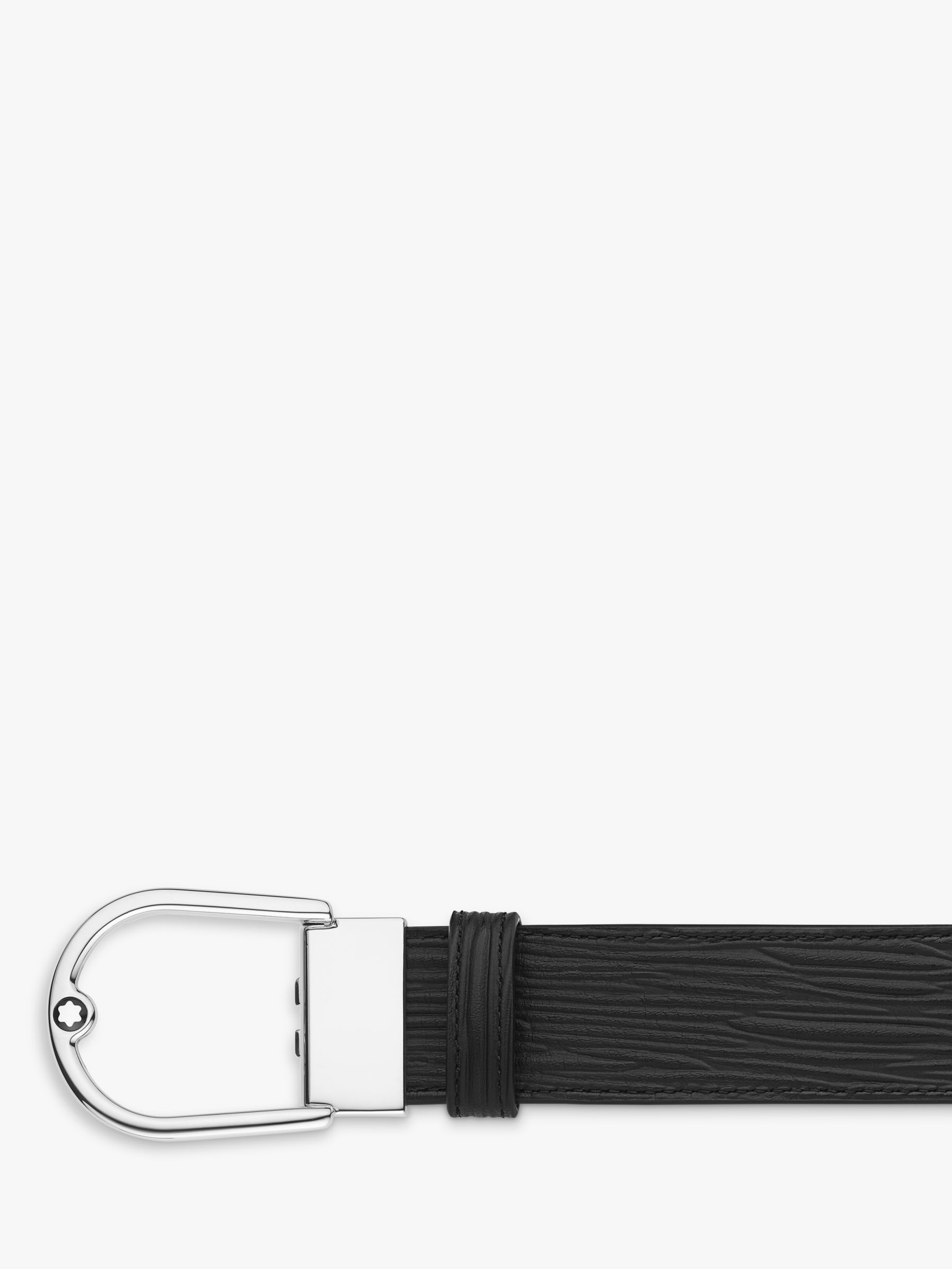 Montblanc Leather Reversible 4810 Tree Bark Print Horseshoe Buckle Belt, Black