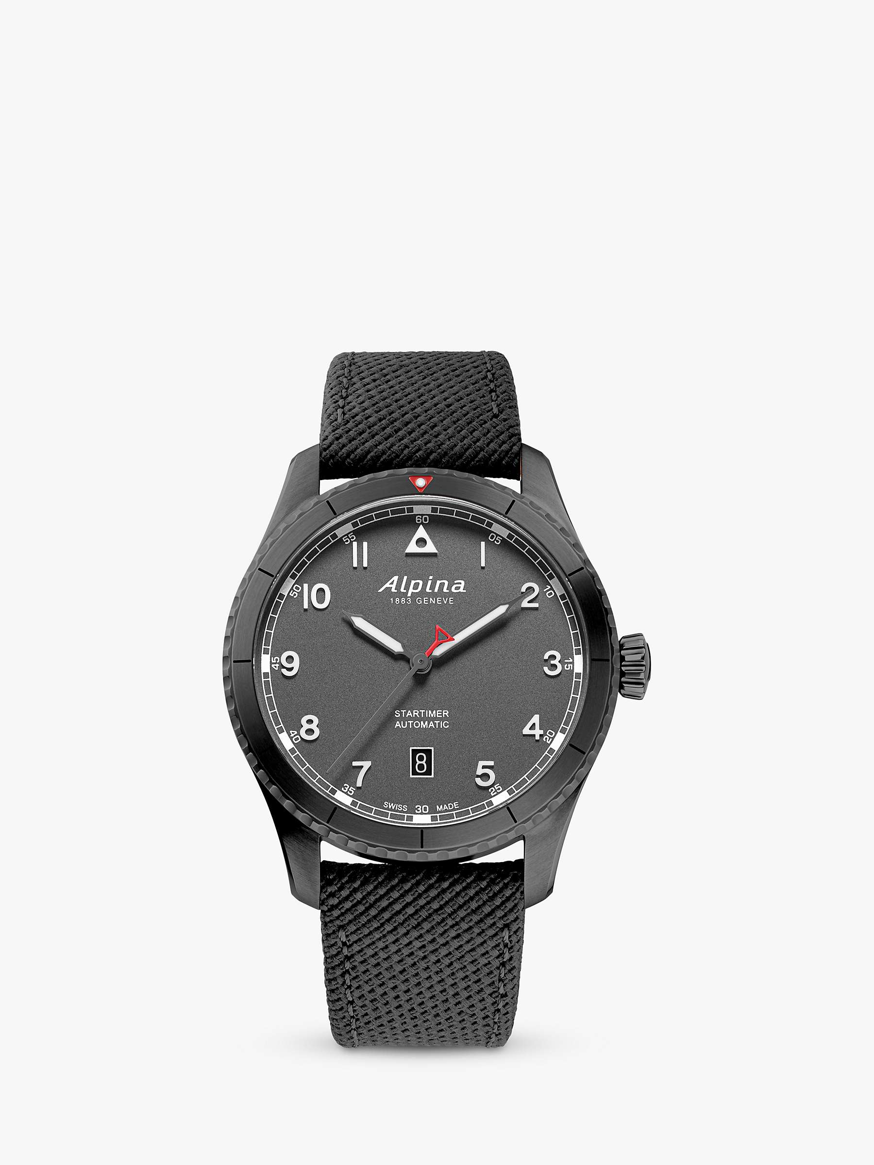 Buy Alpina AL-525G4TS26 Men's Startimer Pilot Automatic Leather Strap Watch, Grey Online at johnlewis.com