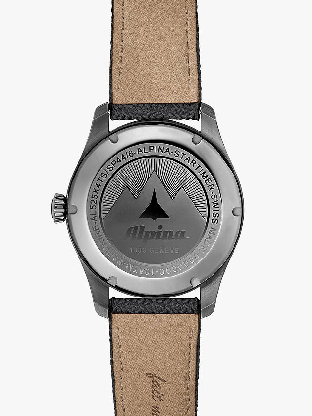 Alpina AL-525G4TS26 Men's Startimer Pilot Automatic Leather Strap Watch, Grey