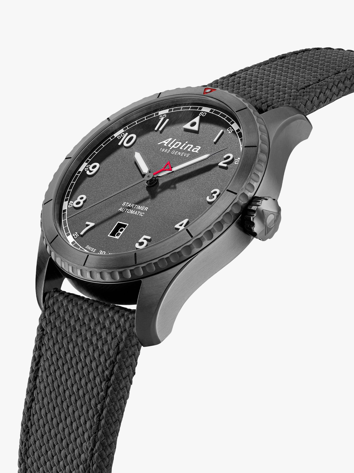 Buy Alpina AL-525G4TS26 Men's Startimer Pilot Automatic Leather Strap Watch, Grey Online at johnlewis.com