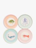 Yvonne Ellen Sealife Melamine Picnic Side Plates, Set of 4, 23cm, Assorted