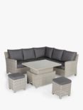 KETTLER Palma Signature 6-Seater Mini Corner Garden Lounging/Dining Set with Glass Top High/Low Table, White Wash/Grey Taupe