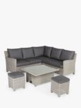 KETTLER Palma Signature 6-Seater Mini Corner Garden Lounging/Dining Set with Glass Top High/Low Table, White Wash/Grey Taupe