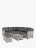 KETTLER Palma Signature 7-Seater Standard Corner Garden Lounging/Dining Set with Glass Top High/Low Table, White Wash/Grey Taupe