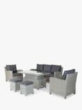 KETTLER Palma Signature 7-Seater Garden Lounging/Dining Set with Glass Top High/Low Table, White Wash/Grey Taupe