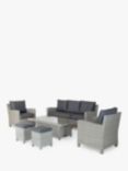 KETTLER Palma Signature 7-Seater Garden Lounging/Dining Set with Glass Top High/Low Table, White Wash/Grey Taupe