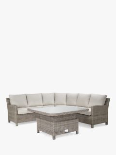 KETTLER Palma Grande 10-Seater Corner Garden Lounging/Dining Set with Glass Top High/Low Table, Oyster/Stone