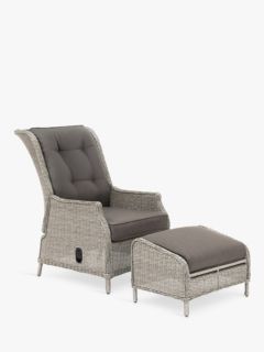 KETTLER Palma Signature Classic Garden Recliner & Footstool, White Wash/Grey Taupe