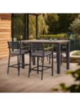 KETTLER Elba 4-Seater Garden High Dining Set, FSC-Certified (Teak Wood), Grey/Natural
