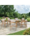 KETTLER Kubu 6-Seater Round Garden Dining Table & Chairs Set, FSC-Certified (Teak Wood), Natural/White