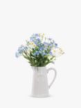 Floralsilk Artificial Forget Me Not & Daisy in a Ceramic Jug, H32cm, Blue/White