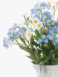 Floralsilk Artificial Forget Me Not & Daisy in a Ceramic Jug, H32cm, Blue/White