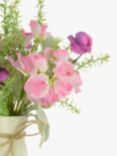 Floralsilk Artificial Sweet Pea Mix in Ceramic Vase, H38cm, Pink