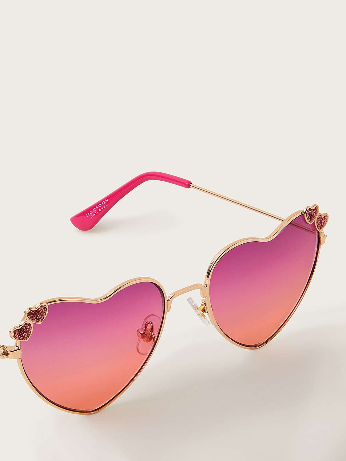 Buy Monsoon Kids' Metal Heart Shaped Sunglasses, Pink Online at johnlewis.com