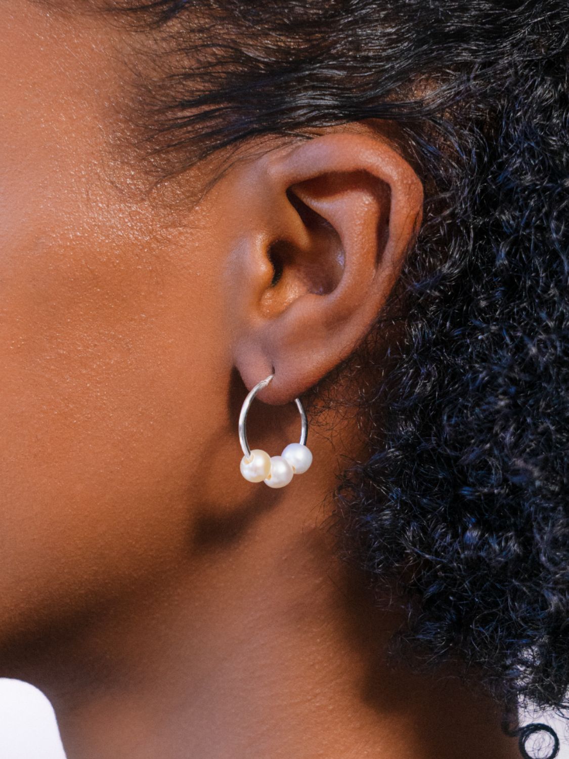 Buy Ralph Lauren Triple Pearl Hoop Earrings, Silver/White Online at johnlewis.com