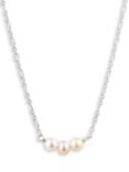 Ralph Lauren Triple Freshwater Pearl Chain Necklace, Silver/White