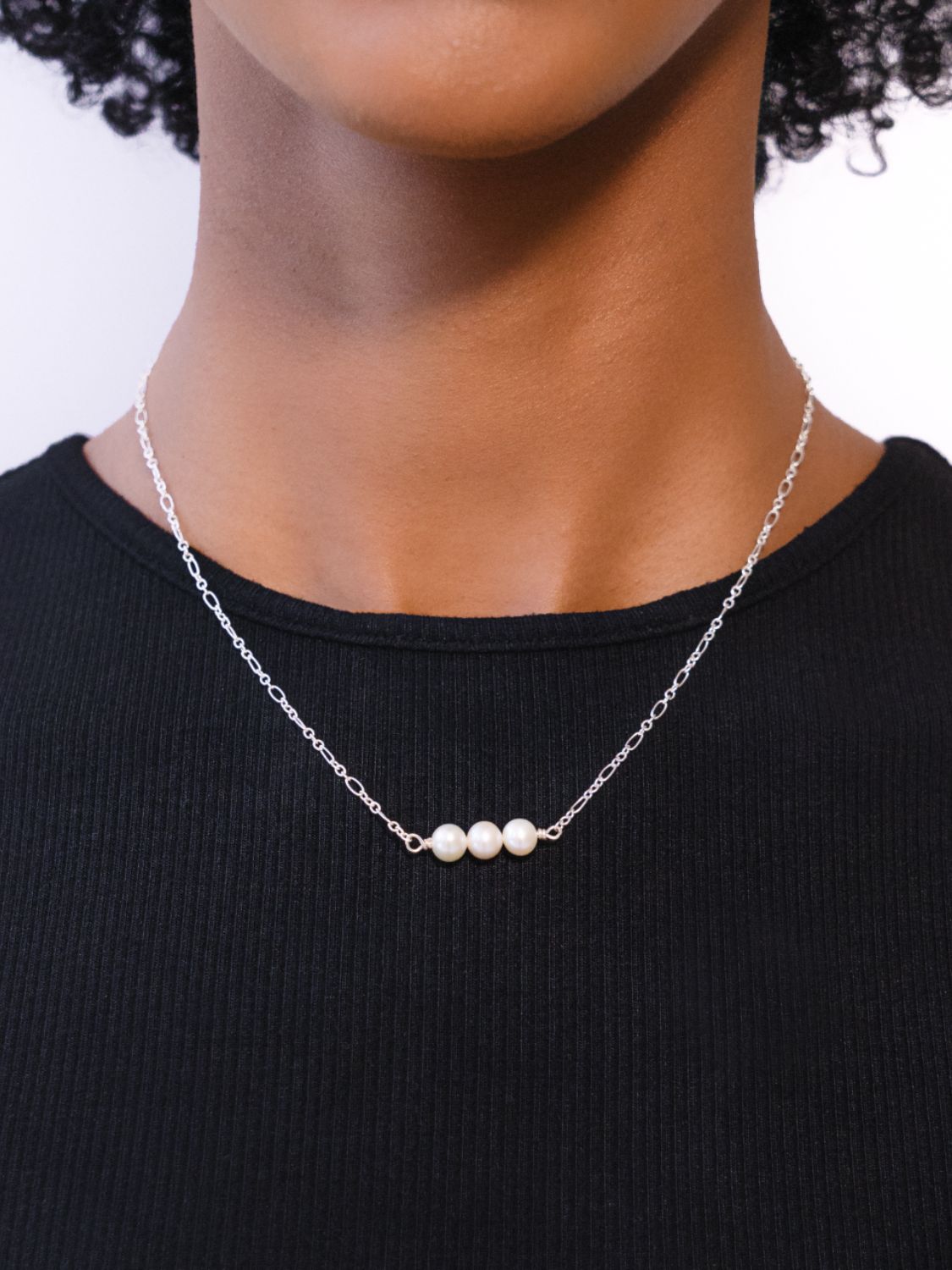 Buy Ralph Lauren Triple Freshwater Pearl Chain Necklace, Silver/White Online at johnlewis.com